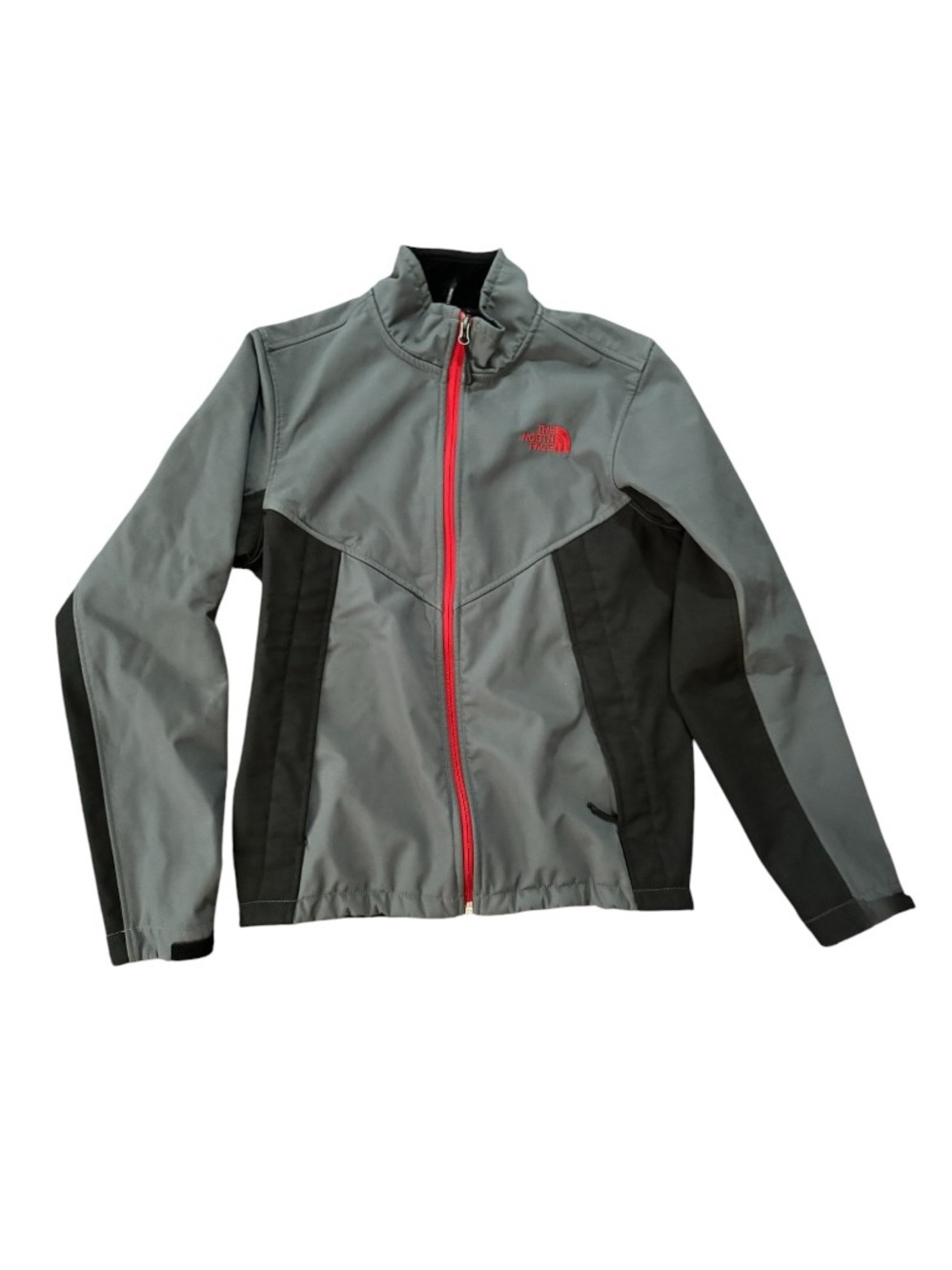 The North Face Men’s Gray and Black Softshell Jacket with Red Trim